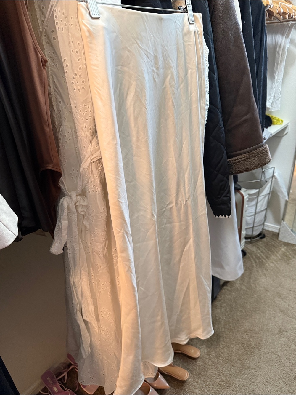 Zara Cream Satin  Skirt